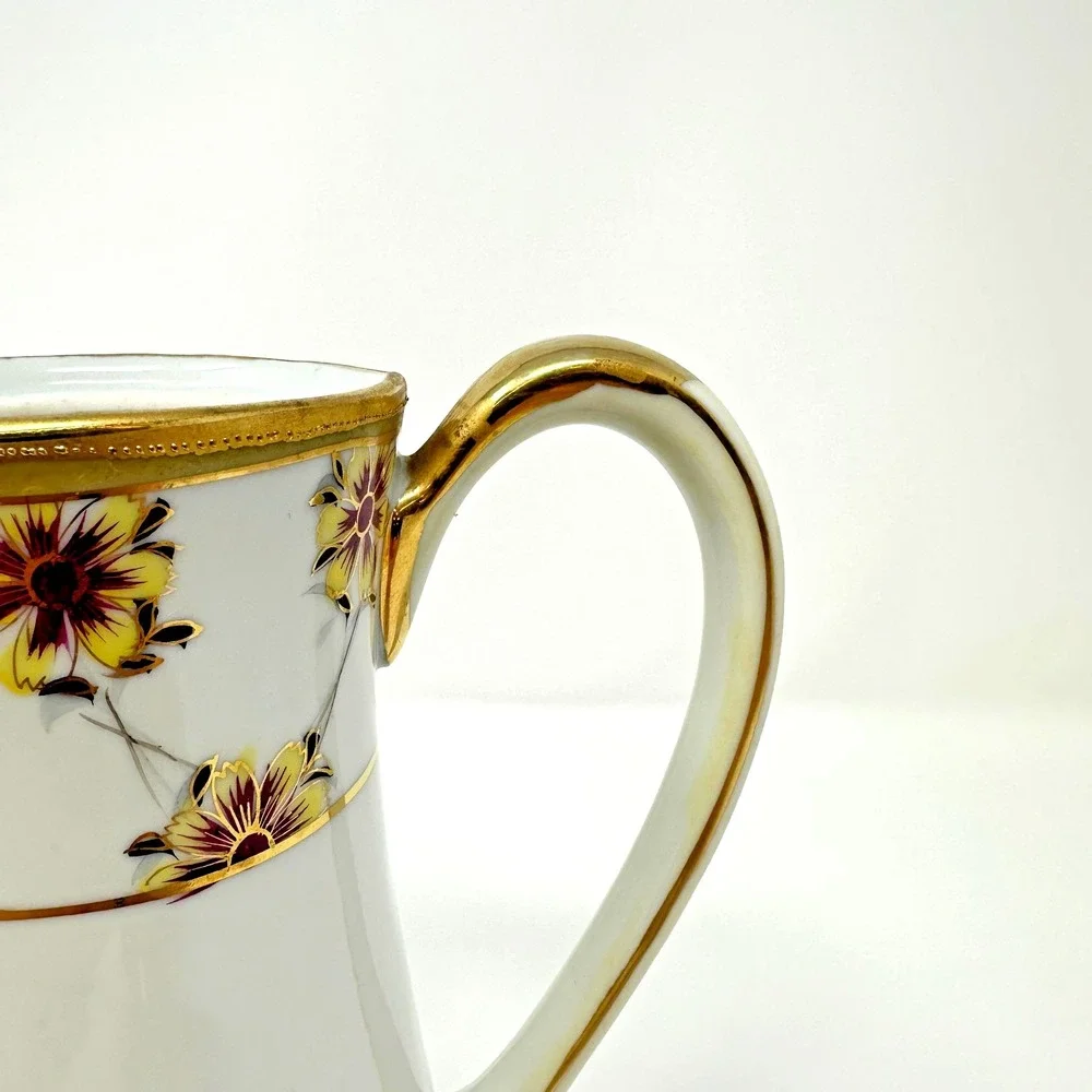 Antique Nippon Hand Painted Chocolate Pot Floral Gold Gilt Japan Porcelain